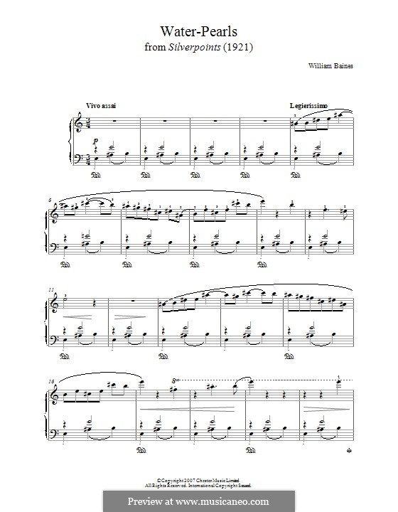 Water-Pearls (from 'Silverpoints'): Für Klavier by William Baines