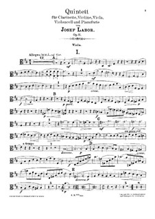 Quintett für Klarinette, Streicher und Klavier, Op.11: Violastimme by Josef Labor