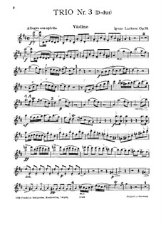 Klaviertrio Nr.3 in D-Dur, Op.58: Violine- und Bratschenstimmen by Ignaz Lachner
