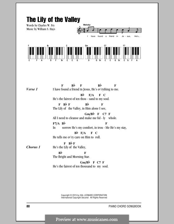 The Lily of the Valley: Text und Akkorde by William Shakespeare Hays