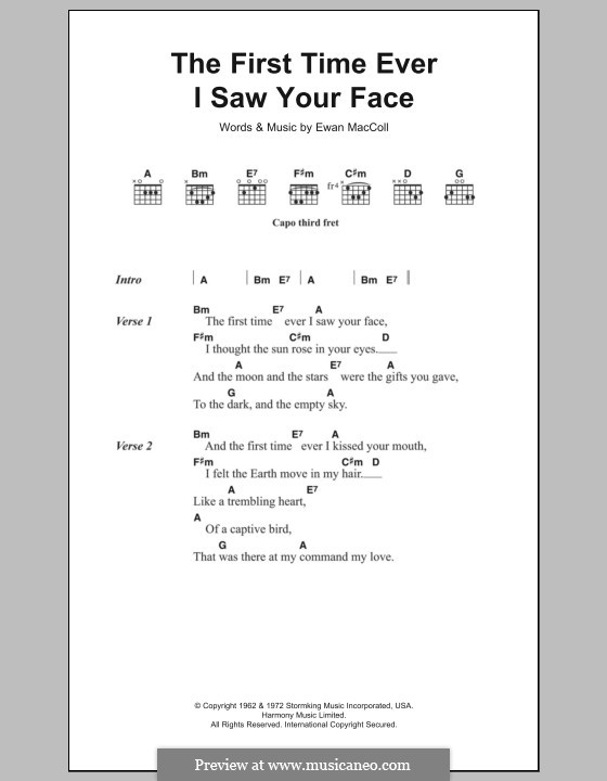 The First Time Ever I Saw Your Face: Text und Akkorde by Ewan MacColl