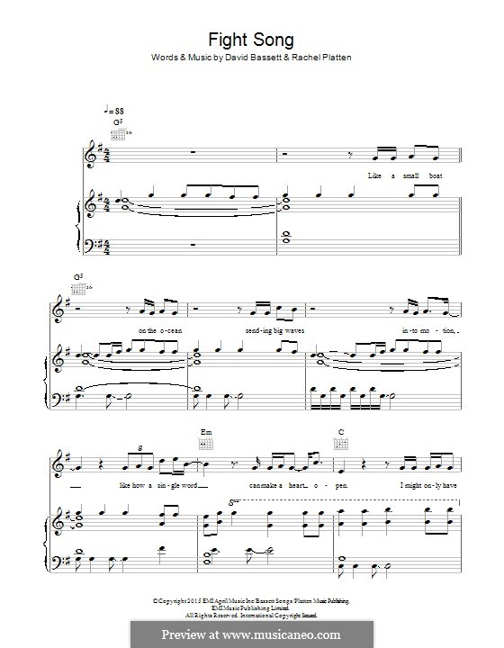 Fight Song: Für Stimme und Klavier (oder Gitarre) by Dave Bassett, Rachel Platten