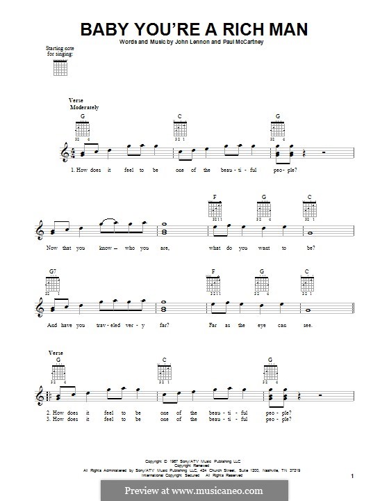 Baby You're a Rich Man (The Beatles): Für Gitarre mit Tabulatur by John Lennon, Paul McCartney
