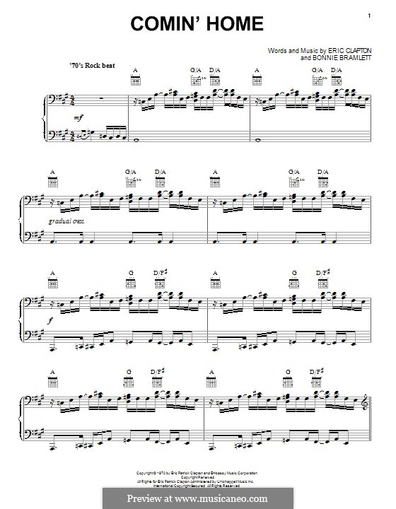 Comin' Home: Für Stimme und Klavier (oder Gitarre) by Bonnie Bramlett