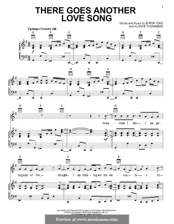 There Goes Another Love Song (Outlaws): Für Stimme und Klavier (oder Gitarre) by Byron Yoho, Hugh Thomasson Jr.