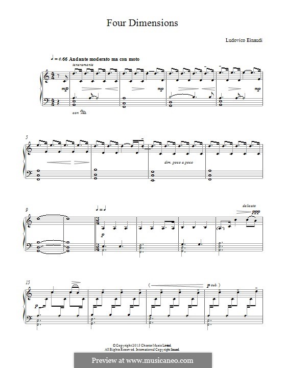 Four Dimensions von L. Einaudi Noten auf MusicaNeo