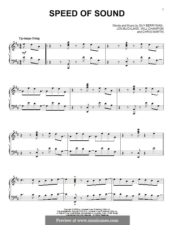 Speed of Sound (Coldplay): Für Klavier (jazz version) by Chris Martin, Guy Berryman, Jonny Buckland, Will Champion