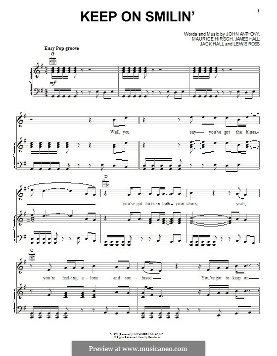 Keep on Smilin' (Wet Willie): Für Stimme und Klavier (oder Gitarre) by John Anthony, Maurice Hirsch, James Hall, Jack Hall, Lewis Ross