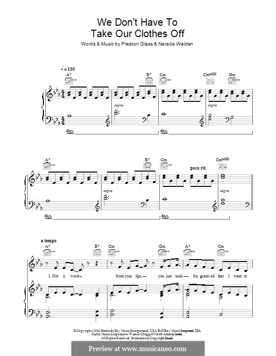 We don't Have To Take Our Clothes Off: Für Stimme und Klavier (oder Gitarre) by Narada Michael Walden, Preston Glass