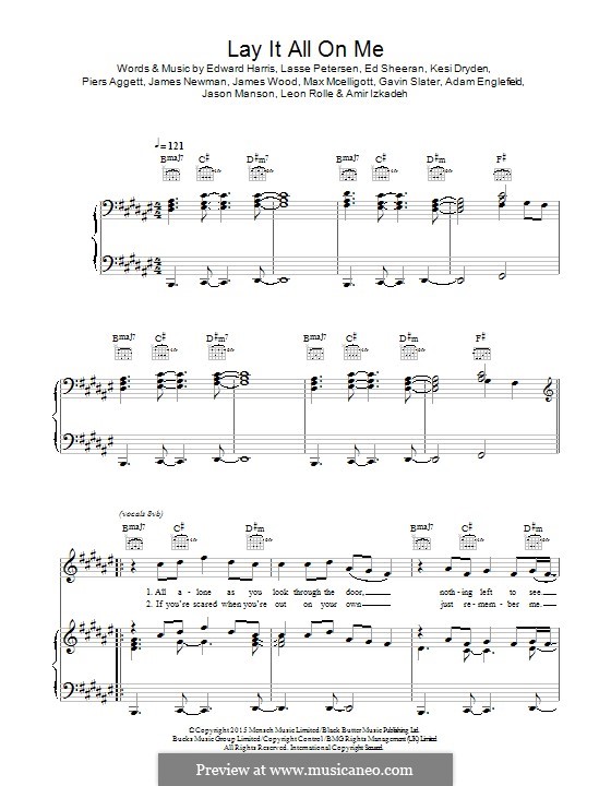 Lay It All on Me (Rudimental feat. Ed Sheeran): Für Stimme und Klavier (oder Gitarre) by Edward Harris, Kesi Dryden, Piers Aggett, James Newman, Lasse Petersen, Adam Englefield, Amir Izkadeh, Gavin Slater, James Wood, Jason Manson