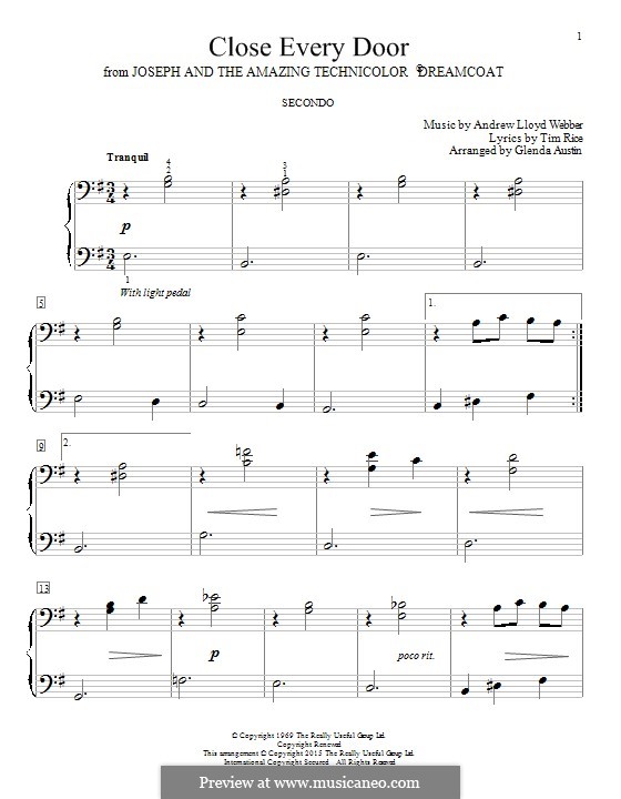 Close Every Door: Für Klavier by Andrew Lloyd Webber