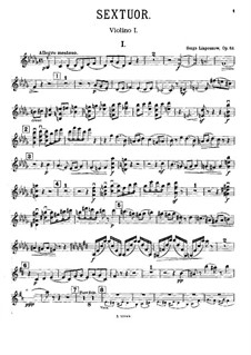 Klaviersextett, Op.63: Violinstimme I by Sergei Lyapunov