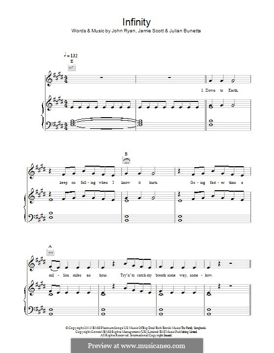 Infinity (One Direction): Für Stimme und Klavier (oder Gitarre) by Julian Bunetta, Jamie Scott, John Henry Ryan
