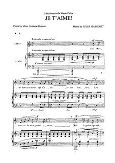 Je t'aime: Für Mittelstimme und Klavier by Jules Massenet
