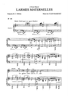 Larmes maternelles: Für Mittelstimme und Klavier by Jules Massenet