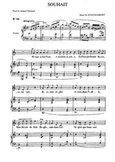 Souhait: Für Mittelstimme und Klavier by Jules Massenet