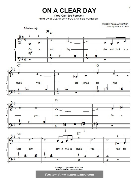 On a Clear Day (You Can See Forever): Für Klavier by Burton Lane