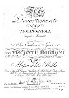 Drei Divertimentos für Violine und Bratsche, BI 63, 80, 89 Op.6: Drei Divertimentos für Violine und Bratsche by Alessandro Rolla
