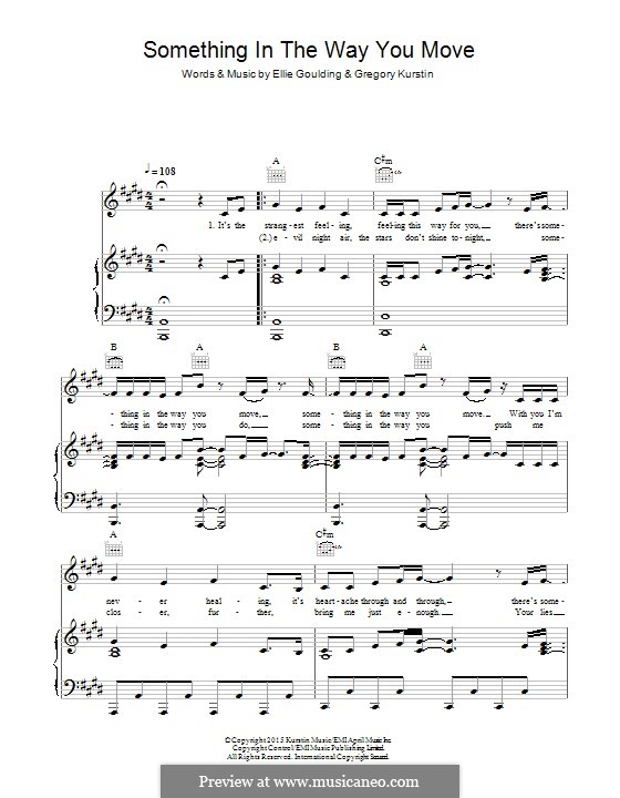 Something in the Way You Move: Für Stimme und Klavier (oder Gitarre) by Ellie Goulding, Greg Kurstin