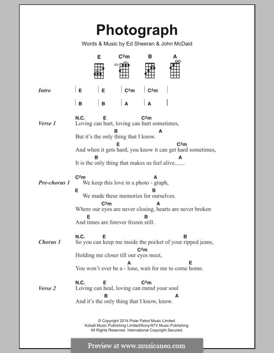 Photograph: Text und Akkorde by Ed Sheeran, John McDaid