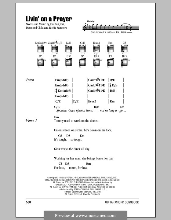 Vocal version: Text und Akkorde by Desmond Child, Jon Bon Jovi, Richie Sambora