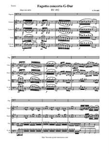 Concerto for Fagotto and Strings in G Major, RV 492: Score and all parts by Antonio Vivaldi