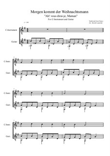 Morgen kommt der Weihnachtsmann: For C-instrument and guitar (G Major) by folklore