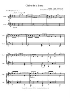 No.3 Clair de lune: For two guitars (minus one option) by Claude Debussy