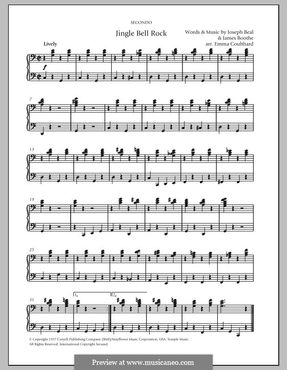 Piano version: For four hands by Jim Boothe, Joe Beal