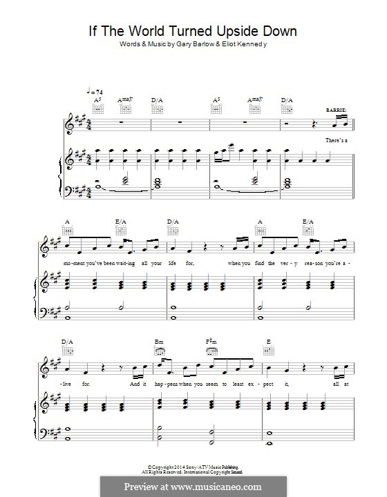 If the World Turned Upside Down (from 'Finding Neverland'): Für Stimme und Klavier (oder Gitarre) by Eliot Kennedy, Gary Barlow