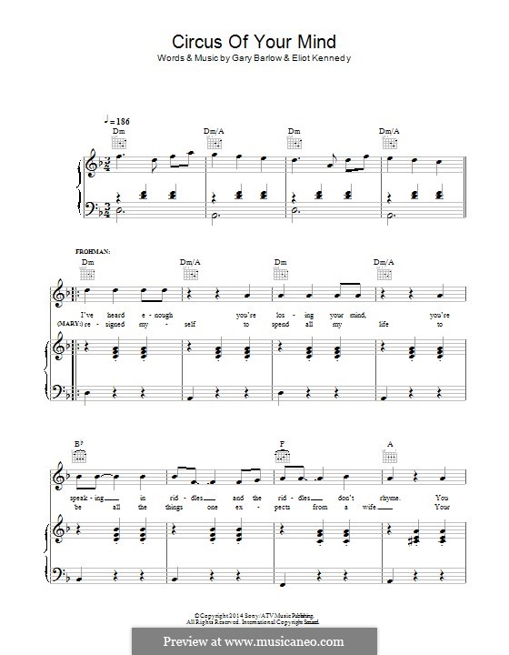Circus of Your Mind (from 'Finding Neverland'): Für Stimme und Klavier (oder Gitarre) by Eliot Kennedy, Gary Barlow