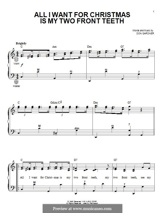 All I Want for Christmas Is My Two Front Teeth: For accordion (Spike Jones & The City Slickers) by Don Gardner