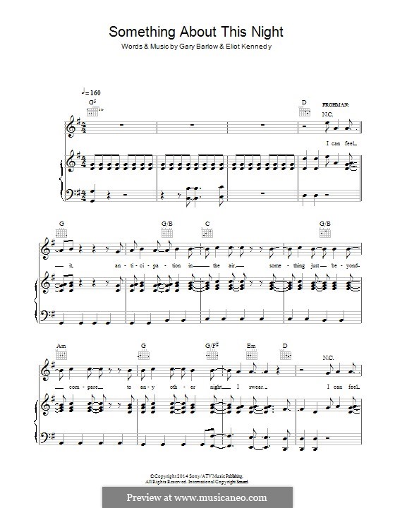 Something About This Night (from 'Finding Neverland'): Für Stimme und Klavier (oder Gitarre) by Eliot Kennedy, Gary Barlow