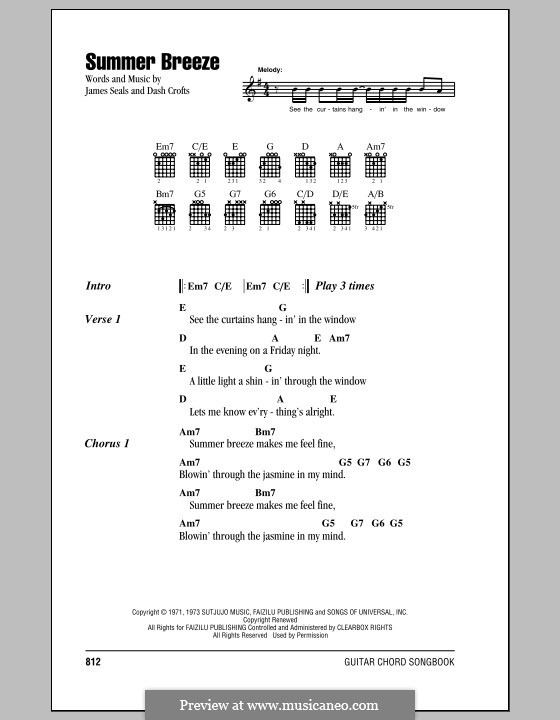 Summer Breeze (The Isley Brothers): Text und Akkorde by Darrell Crofts, James Seals