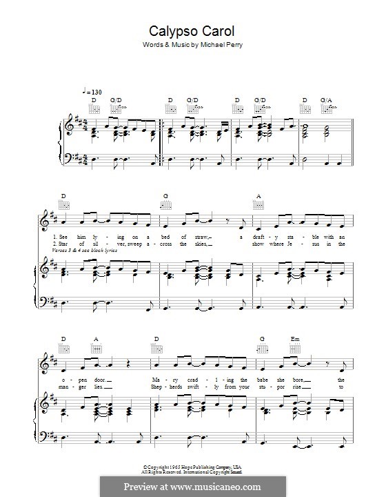 The Calypso Carol: Für Stimme und Klavier (oder Gitarre) by Michael Perry