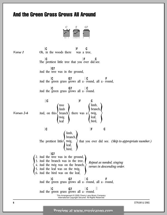 And the Green Grass Grows All Around: Text und Akkorde by folklore