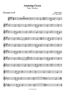 Erstaunliche Gnade, für Ein Instrument: For trumpet in B (easy version) by folklore