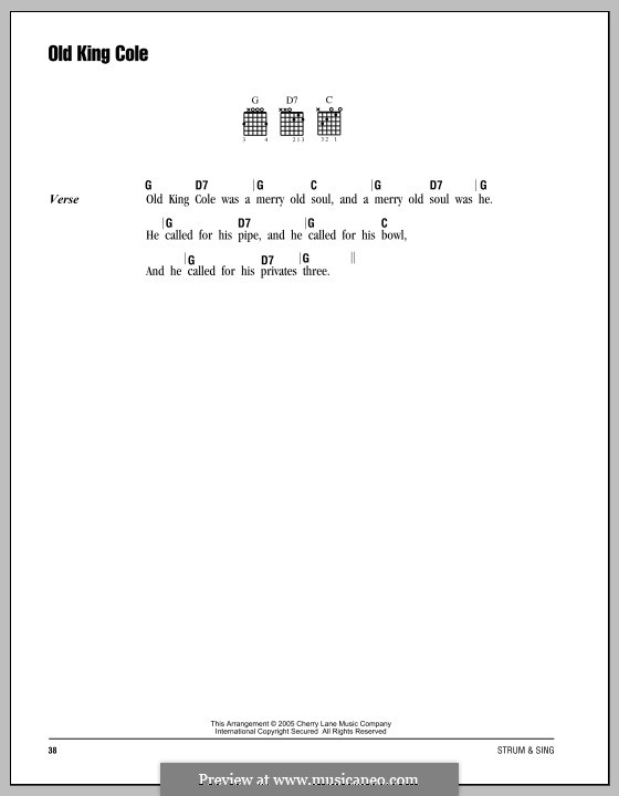 Old King Cole: Text und Akkorde by folklore