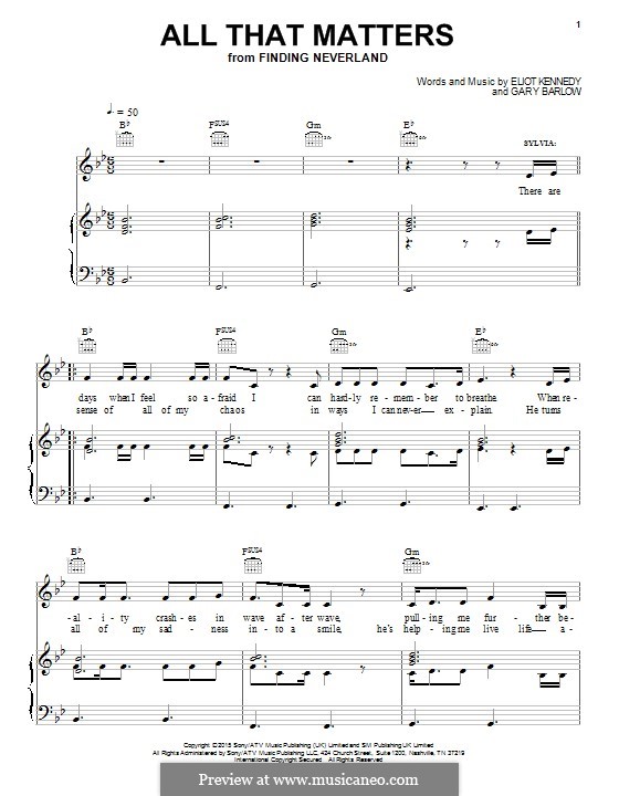 All That Matters (from 'Finding Neverland'): Für Stimme und Klavier (oder Gitarre) by Eliot Kennedy, Gary Barlow