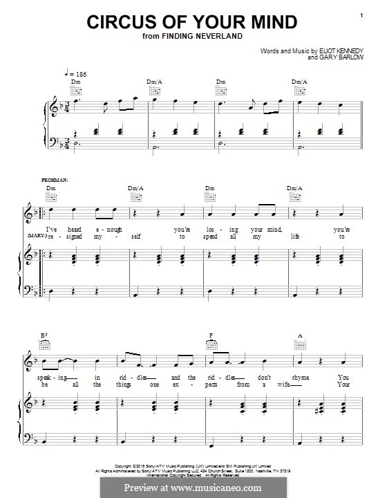Circus of Your Mind (from 'Finding Neverland'): Für Stimme und Klavier (oder Gitarre) by Eliot Kennedy, Gary Barlow