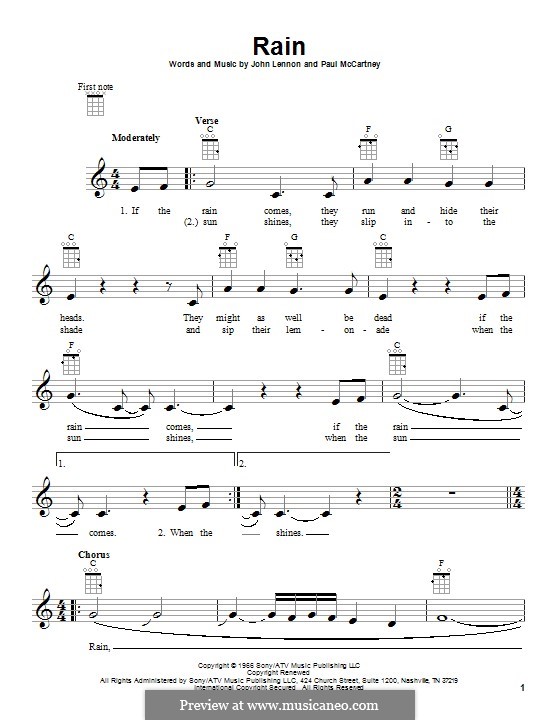 Rain (The Beatles): Für Ukulele by John Lennon, Paul McCartney