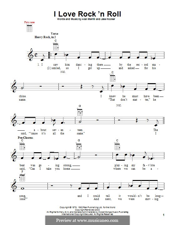 I Love Rock 'n Roll: Für Ukulele by Alan Merrill, Jake Hooker