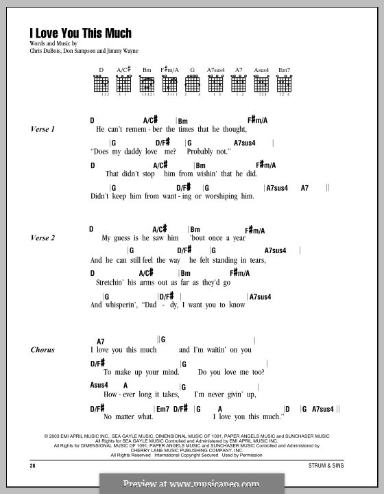 I Love You This Much (Jimmy Wayne): Text und Akkorde by Chris DuBois, Don Sampson