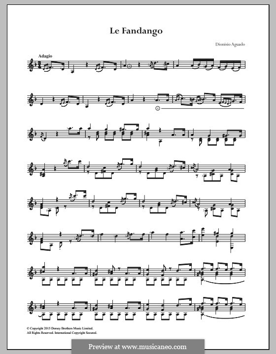 Le fandango, Op.16: Für Gitarre by Dionisio Aguado