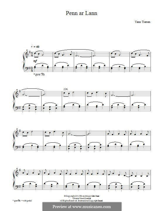 Penn ar Lann: Für Klavier by Yann Tiersen