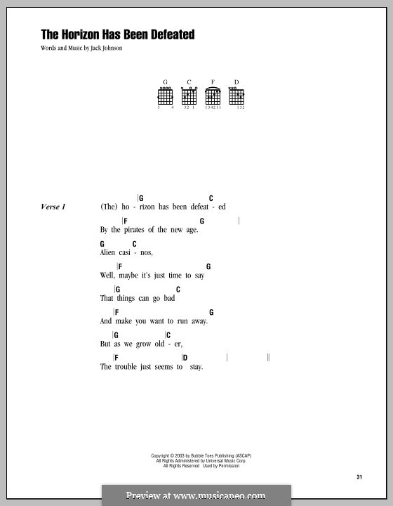 The Horizon Has Been Defeated: Text und Akkorde by Jack Johnson