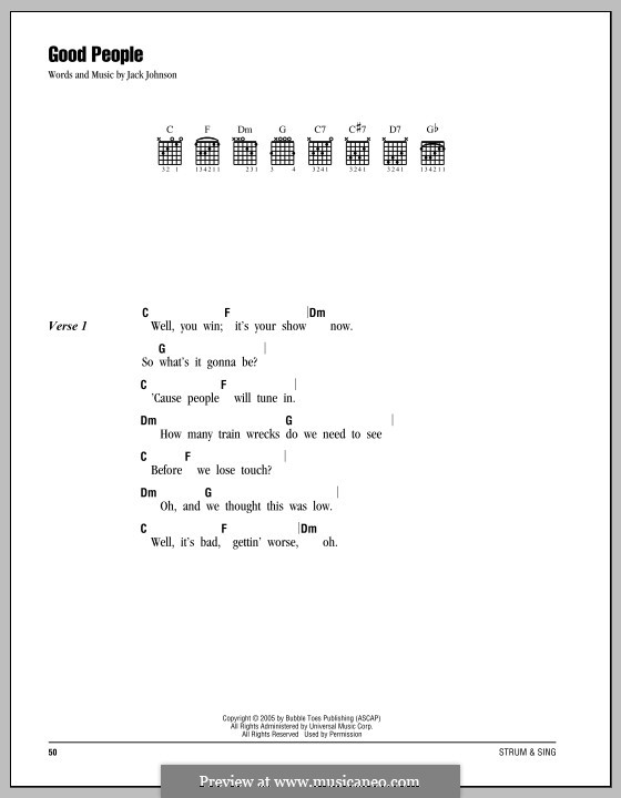 Good People: Text und Akkorde by Jack Johnson