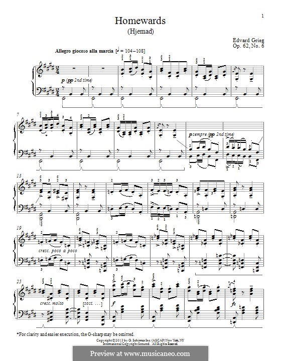 Lyrische Stücke, Op.62: No.6 Homeward by Edvard Grieg