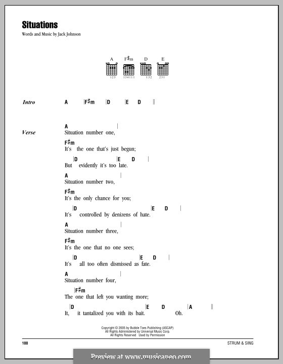 Situations: Text und Akkorde by Jack Johnson