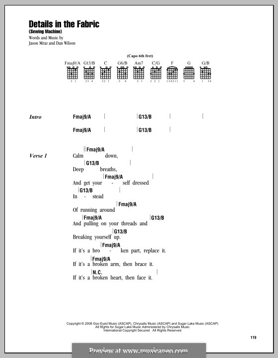Details in the Fabric (Sewing Machine): Text und Akkorde by Daniel Wilson